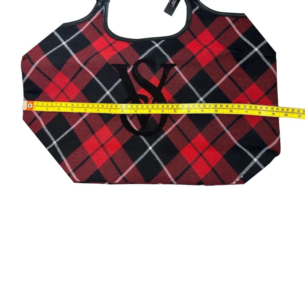 NWT VICTORIA'S SECRET Plaid Tote RED BLACK